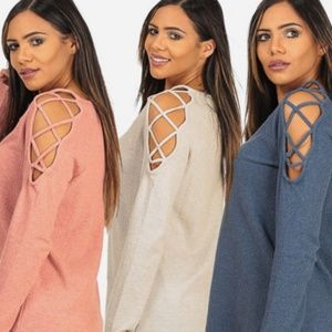 Long sleeved cold shoulder tops